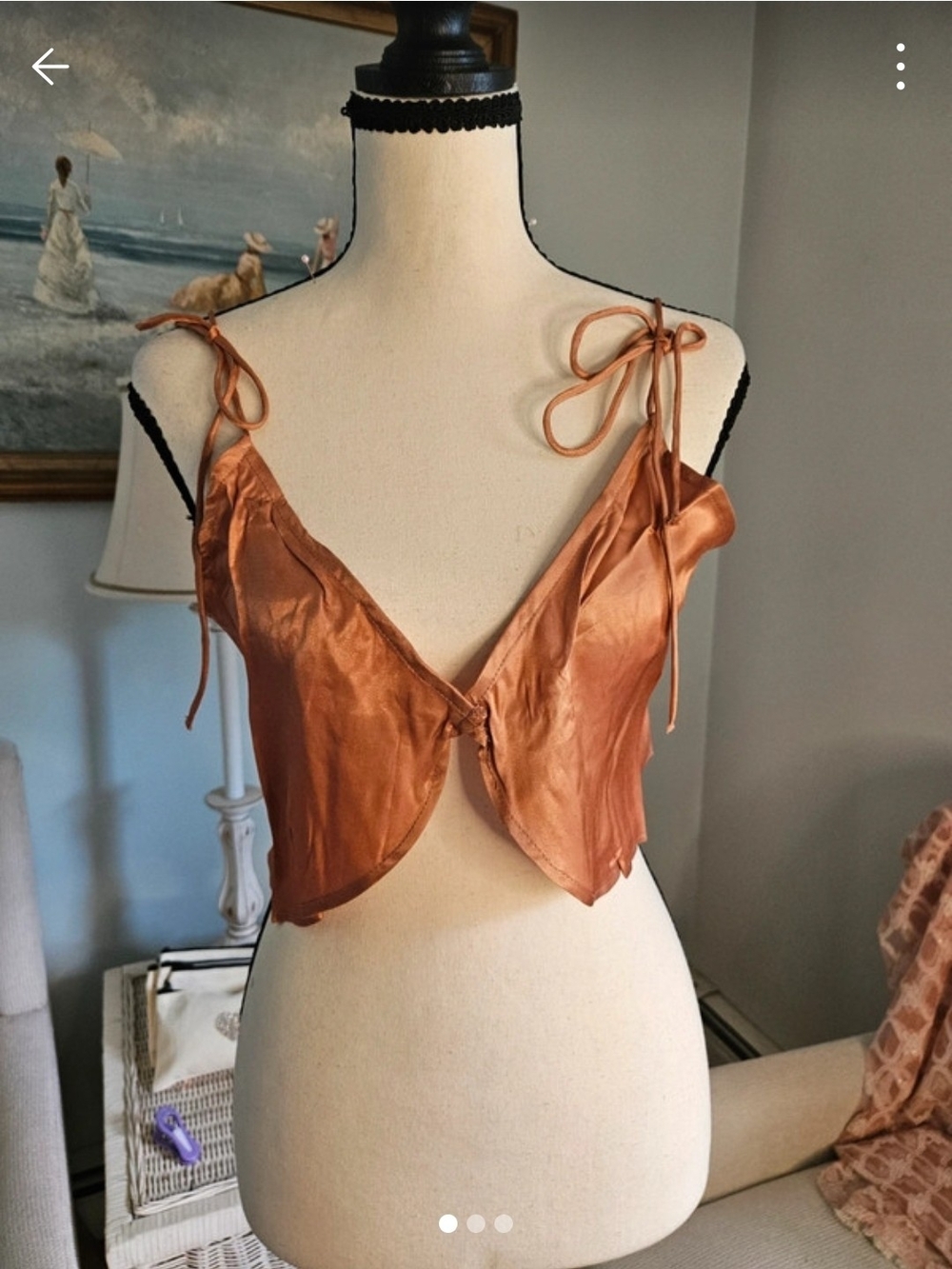 Tie-Shoulder Satin Camisole in Copper
